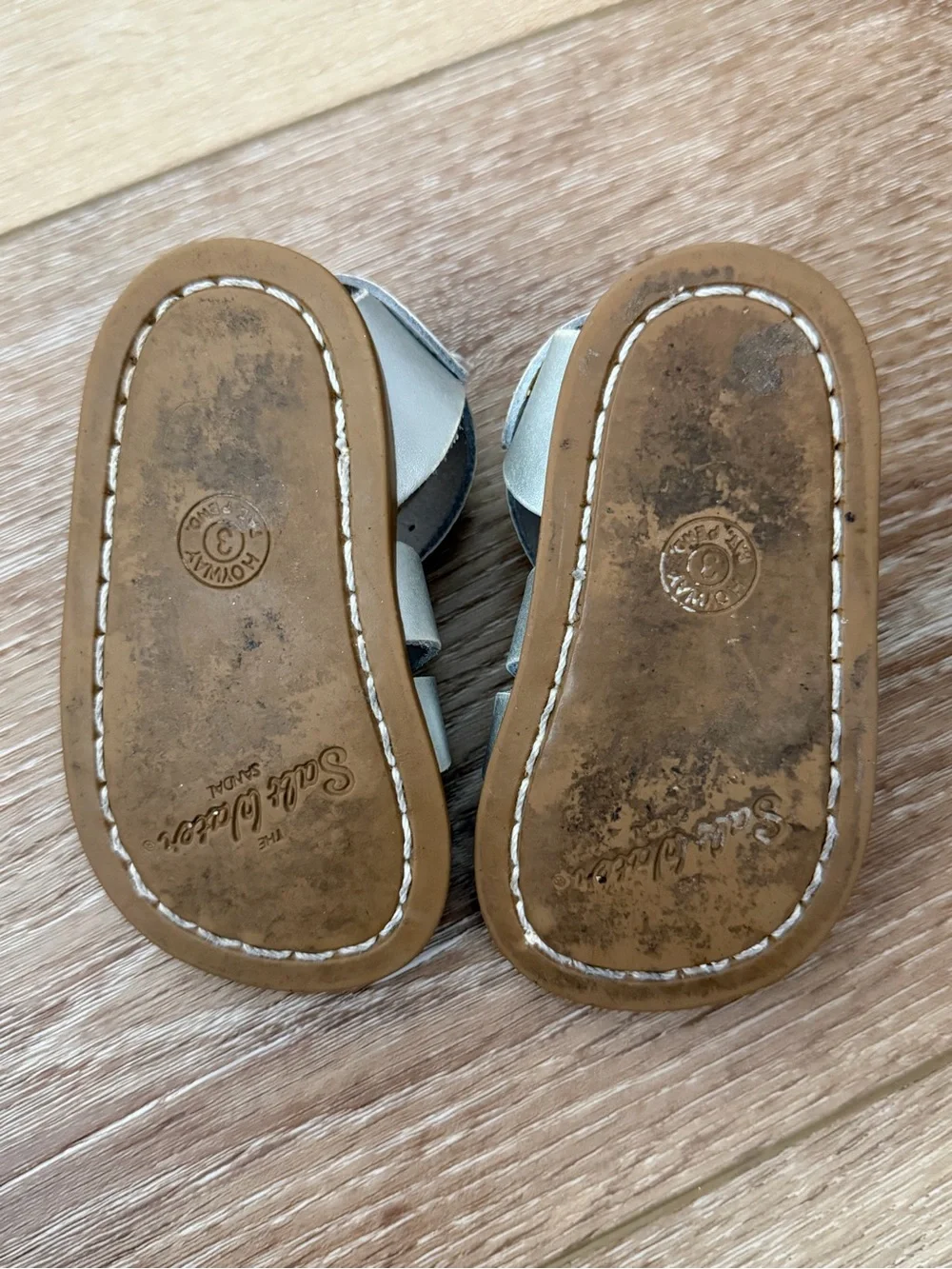 Salt Water Metallic Silver Toddler Strappy Sandals with Buckle